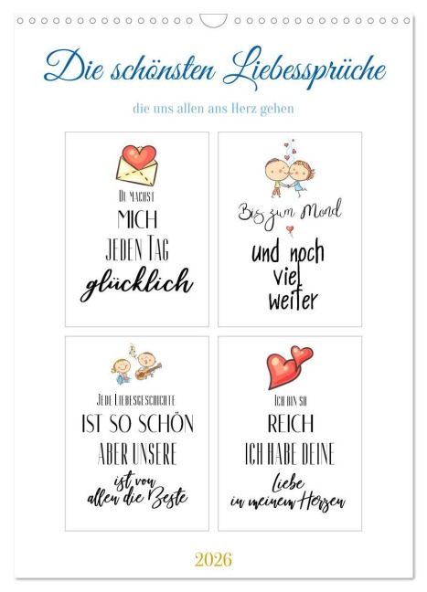 Liebessprüche (Wandkalender 2026 DIN A3 hoch), CALVENDO Monatskalender - Steffen Gierok-Latniak