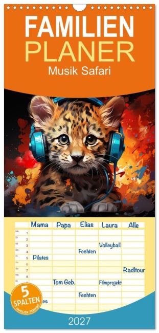 Familienplaner 2027 - Musik Safari mit 5 Spalten (Wandkalender, 21 x 45 cm) CALVENDO - Steffen Gierok-Latniak