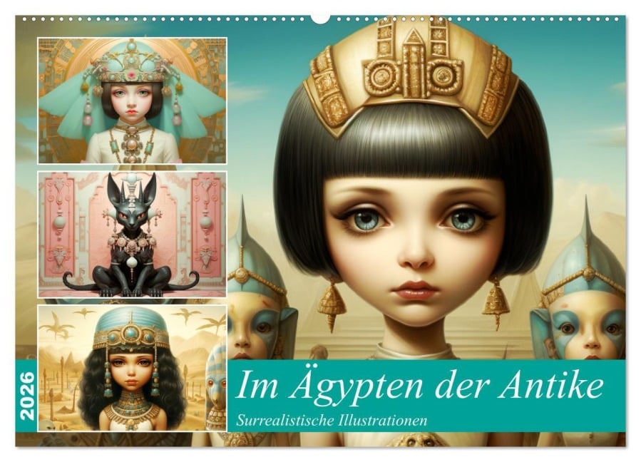 Im Ägypten der Antike. Surrealistische Illustrationen (Wandkalender 2026 DIN A2 quer), CALVENDO Monatskalender - Rose Hurley