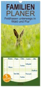 Cover-Bild zum Titel 'Familienplaner 2026 - Feldhasen unterwegs in Wald und Flur mit 5 Spalten (Wandkalender, 21 x 45 cm) CALVENDO' von 'Angela Merk'