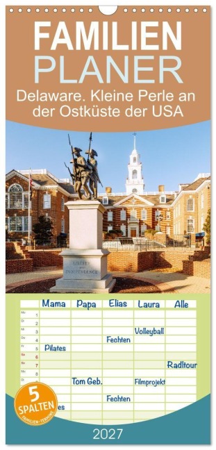 Familienplaner 2027 - Delaware. Kleine Perle an der Ostküste der USA mit 5 Spalten (Wandkalender, 21 x 45 cm) CALVENDO - Hanna Wagner