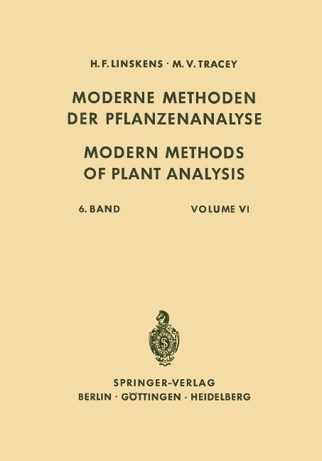 Modern Methods of Plant Analysis / Moderne Methoden der Pflanzenanalyse - H. F. Linskens, Manfred Hesse, Eduard Hofmann, J. R. Hudson, Rüdiger Knapp