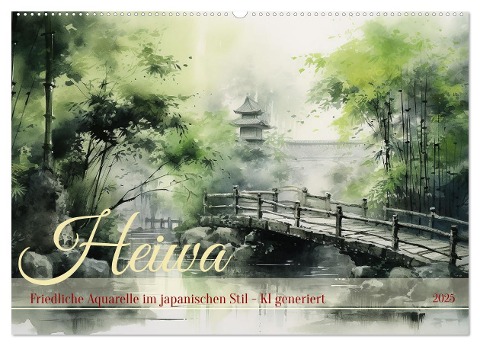 Heiwa - Friedliche Aquarelle im japanischen Stil (Wandkalender 2025 DIN A2 quer), CALVENDO Monatskalender - Cathrin Illgen