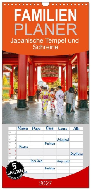 Familienplaner 2027 - Japanische Tempel und Schreine mit 5 Spalten (Wandkalender, 21 x 45 cm) CALVENDO - Nina Schwarze