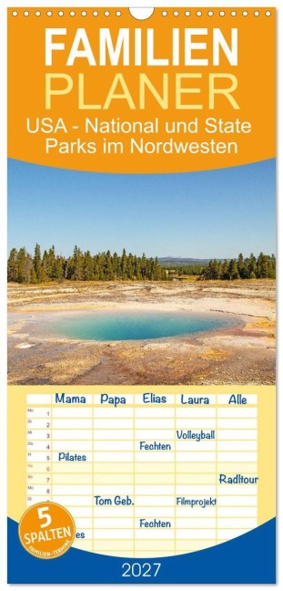Familienplaner 2027 - USA - National und State Parks im Nordwesten mit 5 Spalten (Wandkalender, 21 x 45 cm) CALVENDO - Denise Graupner