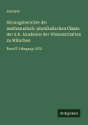 Cover-Bild zum Titel 'Sitzungsberichte der mathematisch-physikalischen Classe der k.b. Akademie der Wissenschaften zu München' von 'Anonym'