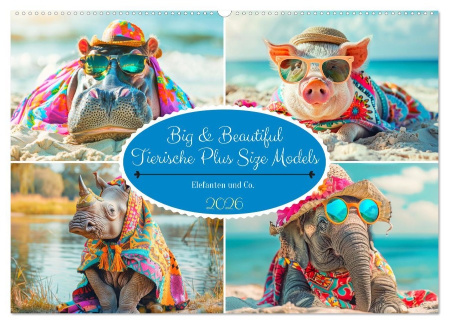 Big & Beautiful. Tierische Plus Size Models. Elefanten und Co. (Wandkalender 2026 DIN A2 quer), CALVENDO Monatskalender - Rose Hurley