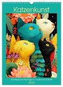Cover-Bild zum Titel 'Katzenkunst. Künstlerische Paintings im modernen Folk-Stil (Wandkalender 2026 DIN A3 hoch), CALVENDO Monatskalender' von 'Rose Hurley'