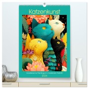Cover-Bild zum Titel 'Katzenkunst. Künstlerische Paintings im modernen Folk-Stil (hochwertiger Premium Wandkalender 2026 DIN A2 hoch), Kunstdruck in Hochglanz' von 'Rose Hurley'