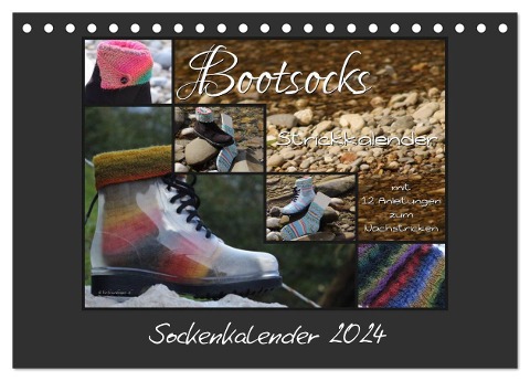 Sockenkalender Bootsocks 2024 (Tischkalender 2024 DIN A5 quer), CALVENDO Monatskalender - Myohrengarn. Ch und Viola Borer