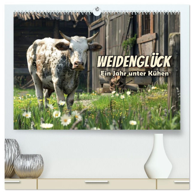 Weidenglück: Ein Jahr unter Kühen (hochwertiger Premium Wandkalender 2025 DIN A2 quer), Kunstdruck in Hochglanz - Peter R. Stuhlmann