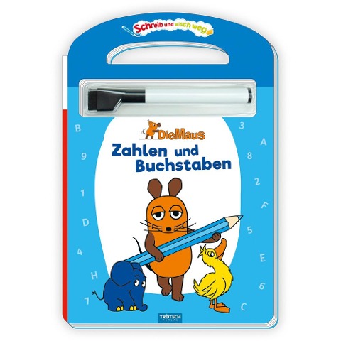 Trötsch Die Maus Schreib und wisch weg Pappenbuch Zahlen und Buchstaben - 