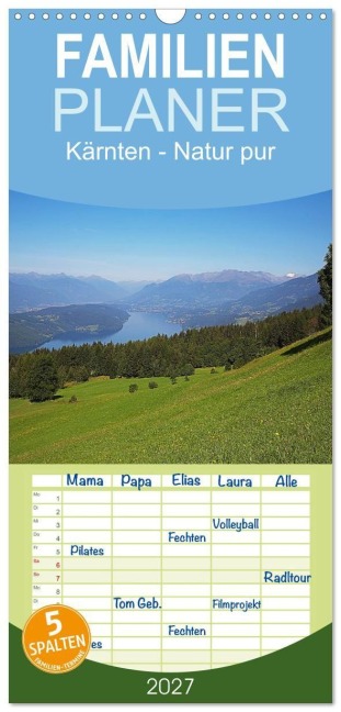 Familienplaner 2027 - Kärnten mit 5 Spalten (Wandkalender, 21 x 45 cm) CALVENDO - Martin Rauchenwald