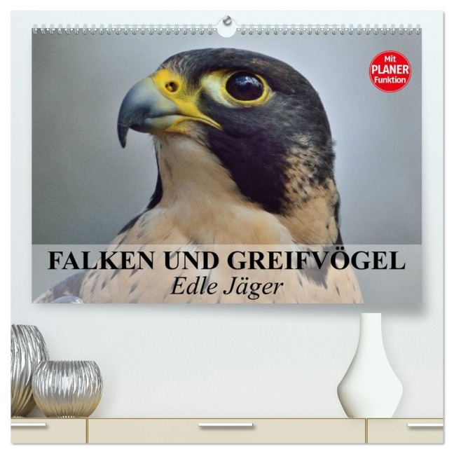 Falken und Greifvögel - Edle Jäger (hochwertiger Premium Wandkalender 2026 DIN A2 quer), Kunstdruck in Hochglanz - Elisabeth Stanzer