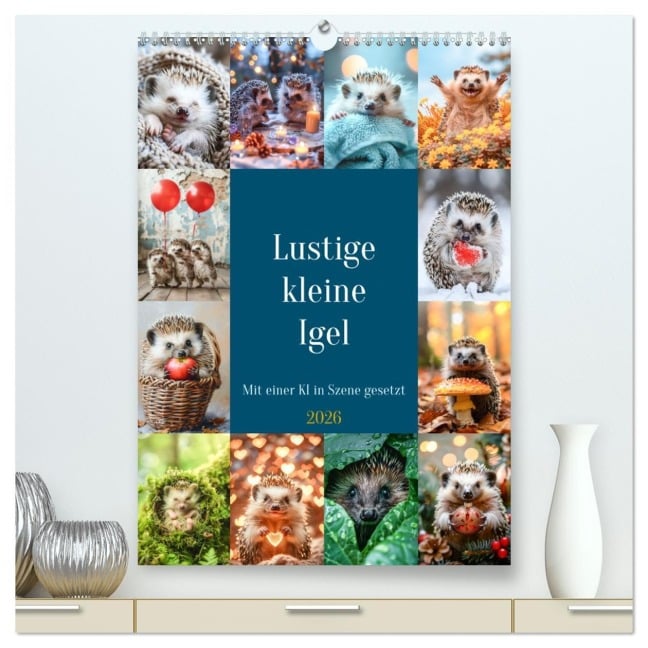 Lustige kleine Igel (hochwertiger Premium Wandkalender 2026 DIN A2 hoch), Kunstdruck in Hochglanz - Steffen Gierok-Latniak