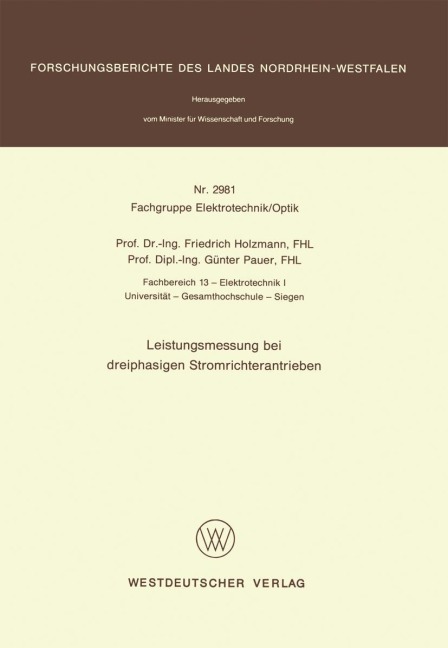 Leistungsmessung bei dreiphasigen Stromrichterantrieben - Friedrich Holzmann
