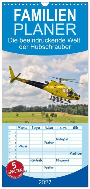 Familienplaner 2027 - Die beeindruckende Welt der Hubschrauber mit 5 Spalten (Wandkalender, 21 x 45 cm) CALVENDO - Matthias Merz