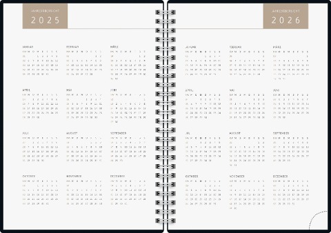 rido/idé 7021407025 Buchkalender Young Line (2025) "One Line"| 2 Seiten = 1 Woche| A5| 160 Seiten| Grafik-Einband| beige - 