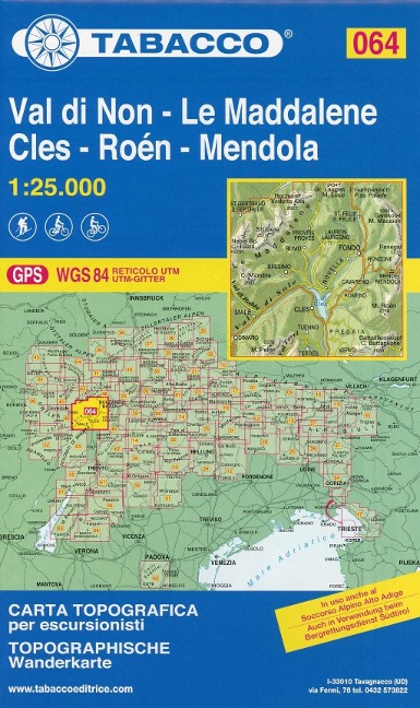Tabacco Wandern 1 : 25 000 Val di Non-LeMaddalene-Cles-Roen-Mendola - 