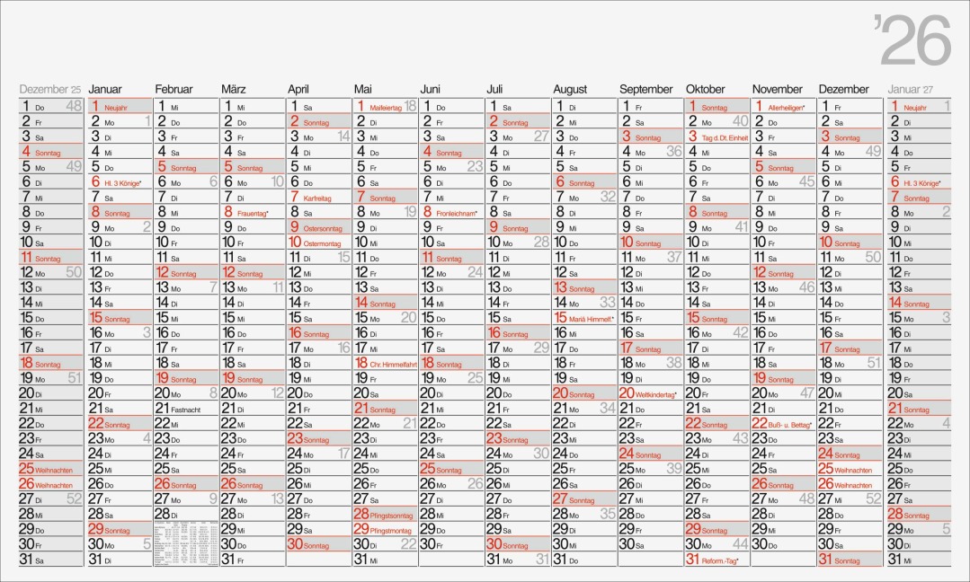 rido/idé 7033670006 | Plakatkalender Mod. Office II 2026 | 1140×685 mm - 