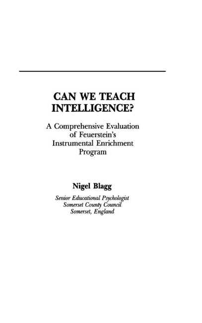 Can We Teach Intelligence? - Nigel Blagg