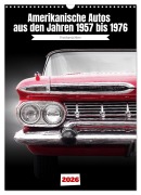 Cover-Bild zum Titel 'Amerikanische Autos aus den Jahren 1957 bis 1976 Frontansichten (Wandkalender 2026 DIN A3 hoch), CALVENDO Monatskalender' von 'Beate Gube'