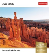 USA Sehnsuchtskalender 2026 - Wochenkalender mit 53 Postkarten - 