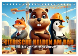Cover-Bild zum Titel 'Tierische Helden am Bau: Ein Jahr voller Abenteuer (Tischkalender 2026 DIN A5 quer), CALVENDO Monatskalender' von ''