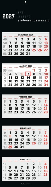 5-Monatskalender Black 2027 - 