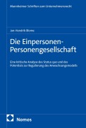 Cover-Bild zum Titel 'Die Einpersonen-Personengesellschaft' von 'Jan-Hendrik Blome'