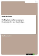 Cover-Bild zum Titel 'Nichtigkeit der Ernennung im Beamtenrecht und ihre Folgen' von 'Sarah Hellmann'