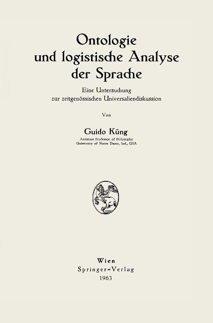 Ontologie und logistische Analyse der Sprache - Guido Küng