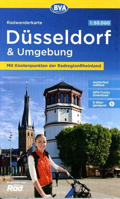 Radwanderkarte BVA Düsseldorf & Umgebung, mit Knotenpunkten der RadRegionRheinland, 1:50.000, reiß- und wetterfest, GPS-Tracks Download, E-Bike geeignet - 