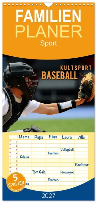 Familienplaner 2027 - Kultsport Baseball mit 5 Spalten (Wandkalender, 21 x 45 cm) CALVENDO - Renate Bleicher