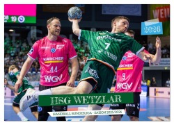 Cover-Bild zum Titel 'Kalender - HSG Wetzlar Handball Bundesliga Saison 2025/2026 (Wandkalender 2026 DIN A4 quer), CALVENDO Monatskalender' von 'Www. Sportfoto-Vogler. de Vogler'