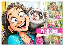 Cover-Bild zum Titel 'Frettchen. Lustige Cartoons und witzige Sprüche (Wandkalender 2026 DIN A2 quer), CALVENDO Monatskalender' von 'Rose Hurley'