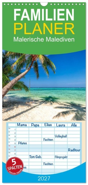 Familienplaner 2027 - Malerische Malediven mit 5 Spalten (Wandkalender, 21 x 45 cm) CALVENDO - Tom-Pic-Art Tom-Pic-Art