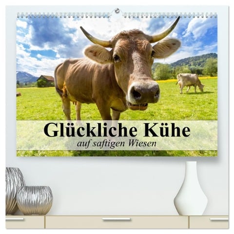 Glückliche Kühe auf saftigen Wiesen (hochwertiger Premium Wandkalender 2025 DIN A2 quer), Kunstdruck in Hochglanz - Elisabeth Stanzer