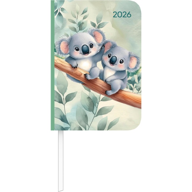 Lady Journal Mini Koala 2026 - Taschen-Kalender 8x11,5 cm - Muster - Weekly - 144 Seiten - Notiz-Buch - Alpha Edition - 