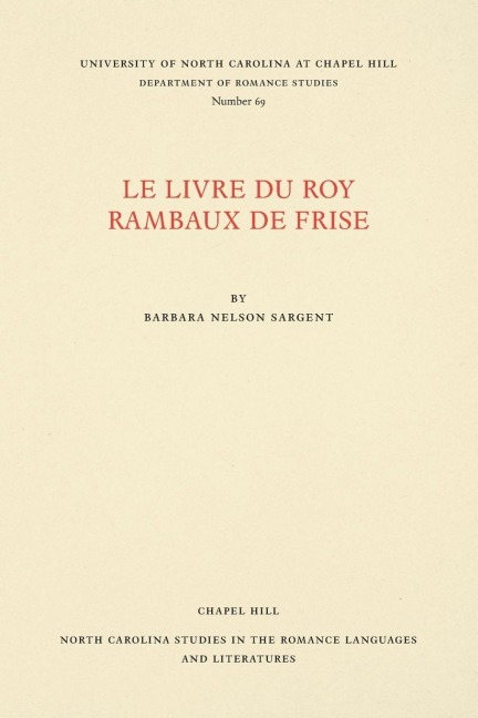 Le Livre du Roy Rambaux de Frise - 