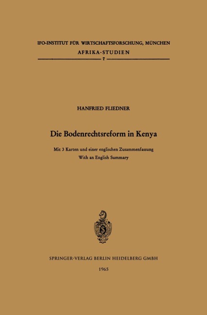 Die Bodenrechtsreform in Kenya - H. Fliedner