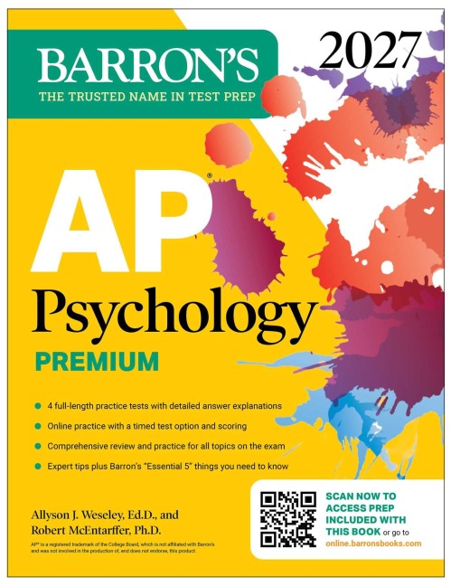 AP Psychology Premium, 2027: Prep Book with 4 Practice Tests + Comprehensive Review + Online Practice - Robert McEntarffer, Allyson J. Weseley