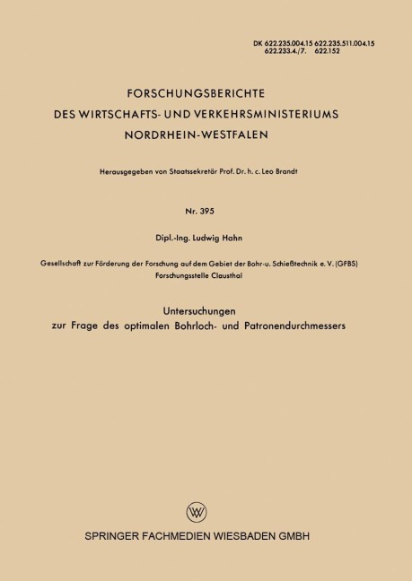 Untersuchungen zur Frage des optimalen Bohrloch- und Patronendurchmessers - Ludwig Hahn