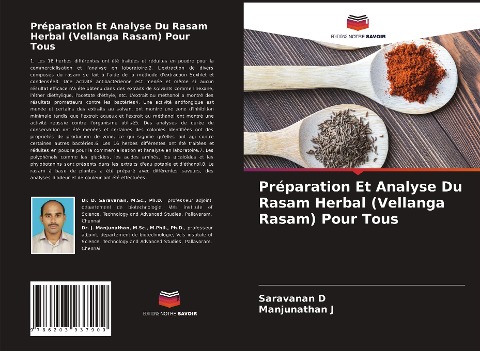 Préparation Et Analyse Du Rasam Herbal (Vellanga Rasam) Pour Tous - Saravanan D, Manjunathan J