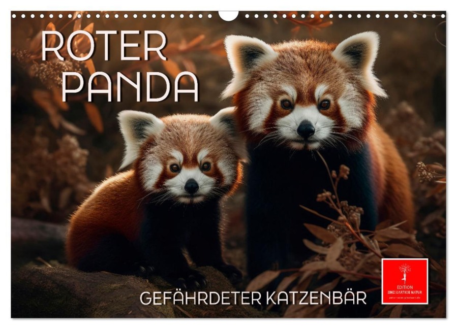 Roter Panda - gefährdeter Katzenbär (Wandkalender 2026 DIN A3 quer), CALVENDO Monatskalender - Peter Roder