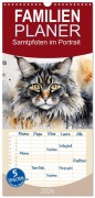 Familienplaner 2026 - Samtpfoten im Portrait mit 5 Spalten (Wandkalender, 21 x 45 cm) CALVENDO - Claudia Kleemann