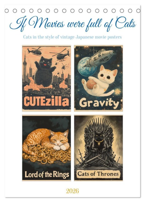 If Movies where full of Cats (Desk Calendar 2026 DIN A5 portrait), CALVENDO 12 Month DeskCalendar - Kerstin Waurick
