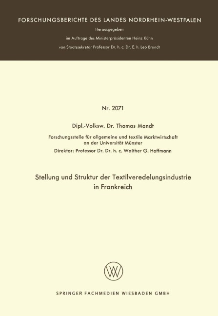 Stellung und Struktur der Textilveredelungsindustrie in Frankreich - Thomas Mandt