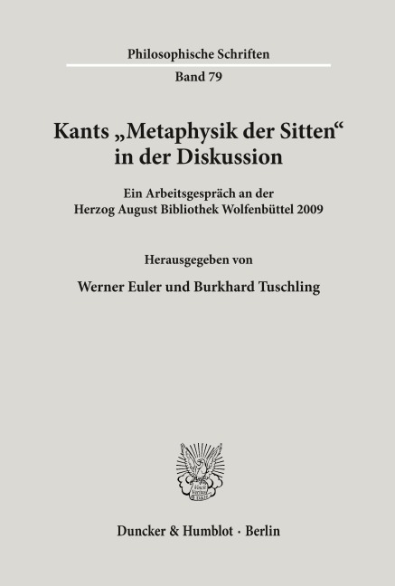 Kants "Metaphysik der Sitten" in der Diskussion. - 