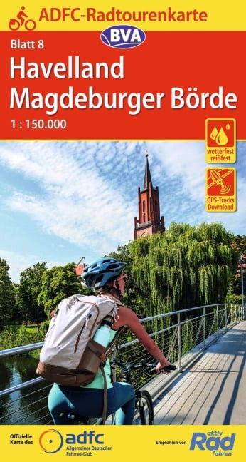 ADFC-Radtourenkarte 8 Havelland Magdeburger Börde 1:150.000, reiß- und wetterfest, E-Bike geeignet, GPS-Tracks Download - 